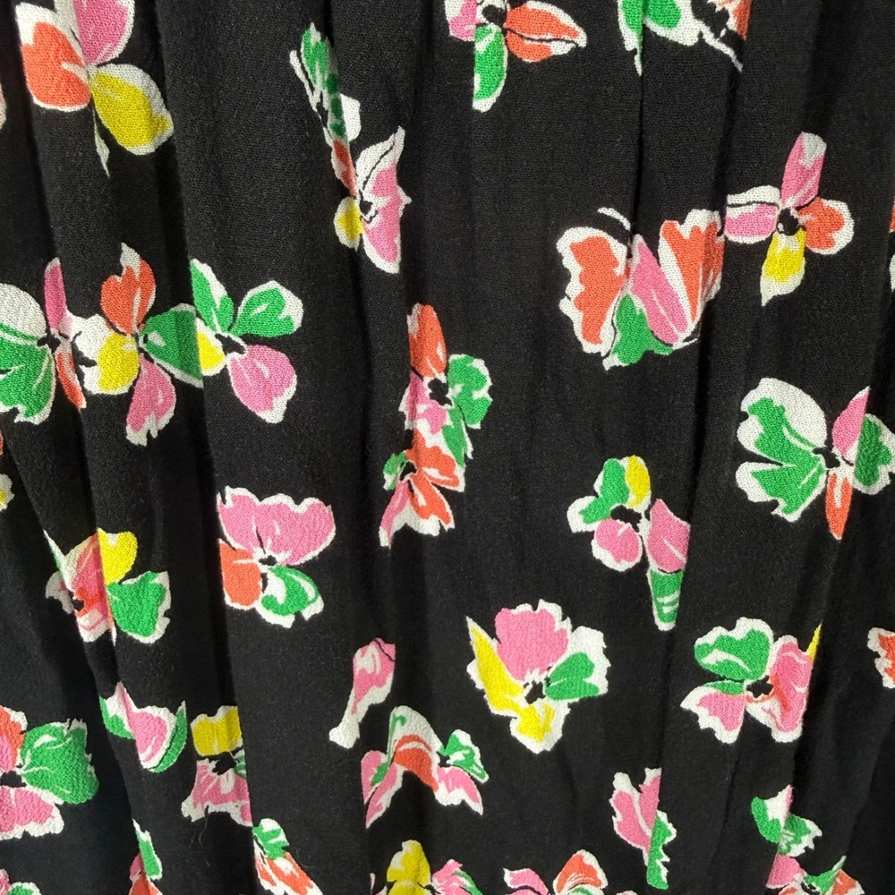 Scoop Floral Smocked Midi Dress Womens XL Black Multi Cottagecore Romantic - Picture 6 of 11